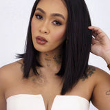 Lace Front Roberta Curta Castanho Escuro 13x6